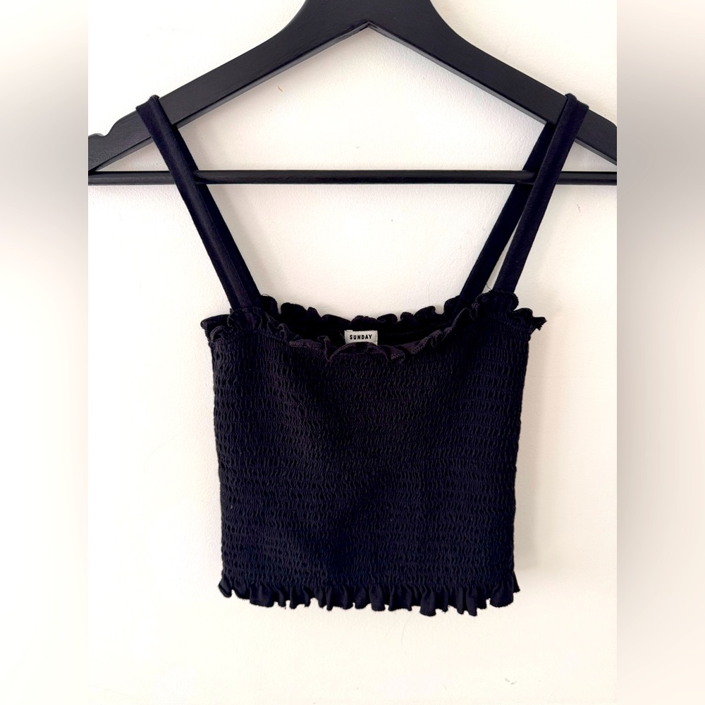 Sunday Best Black ruffled Tank Top